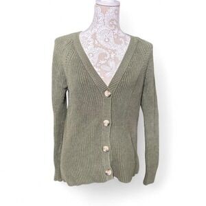 Olive Green Earthy Boho Fairycore Closet Staple Cardigan Size Small Cozy Fall